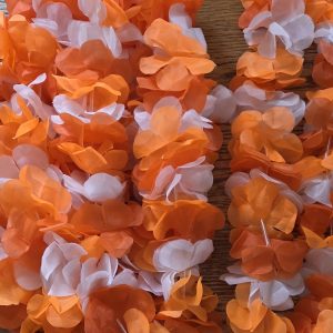 5 x Hawaii krans Oranje/ Wit