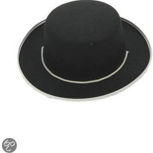 zwarte hoed met wit koord1