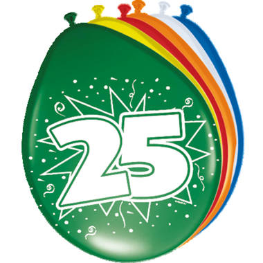 ballonnen 25 jaar div kleuren