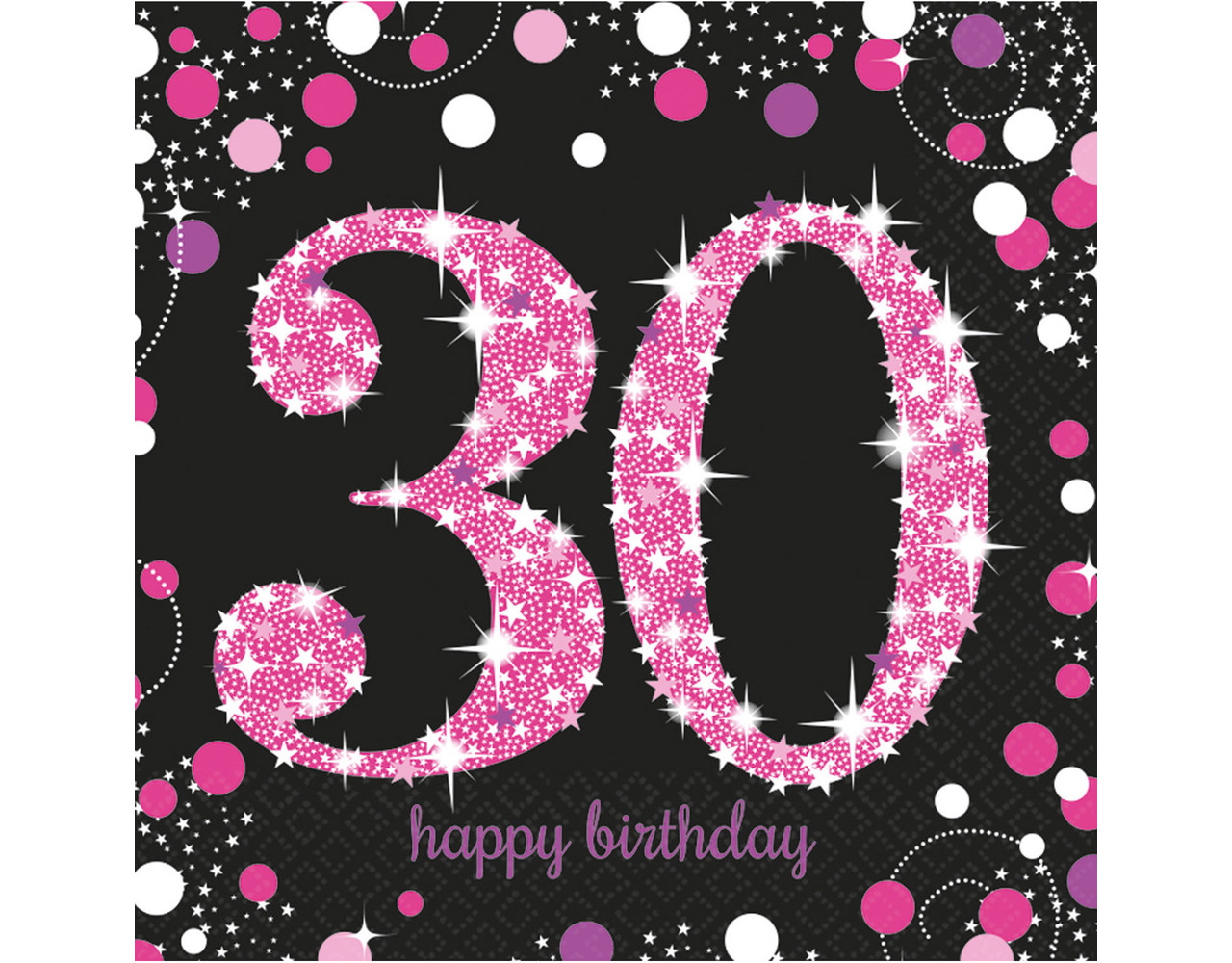 servetten-30-jaar-happy-birthday-roze-33cm-16st