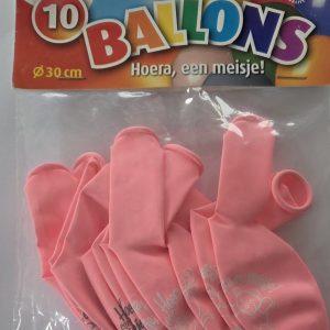 Ballonnen Hoera een Meisje 10  stuks .