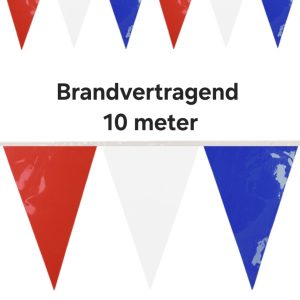 Vlaggenlijn Rood-Wit- Blauw 10 meter Brandvertragend.