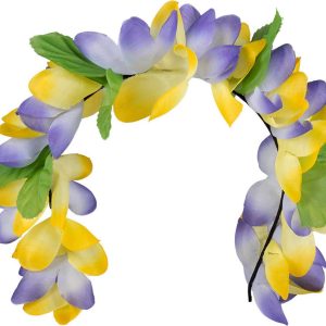 Tiara / Diadeem Tropische bloemen  Paars/ Geel
