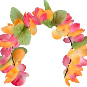 Tiara / Diadeem Tropische bloemen  Oranje/ Roze
