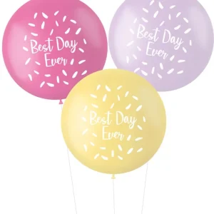 3 x Ballonnen Best Day Ever 80 cm 100% biologisch afbreekbaar
