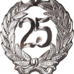 2 x Zilveren Huldebord 25 Jaar.