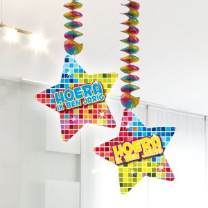 2 x Hangdecoratie,  Hoera ik ben Jarig .