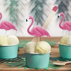Flamingo toppers 6 stuks