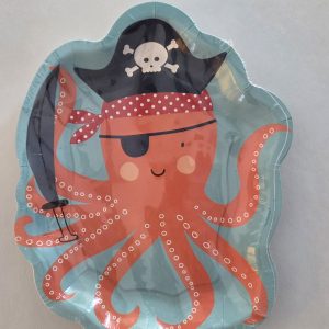 Feestborden Inktvis/ Piraat 18 Cm , 8 Stuks