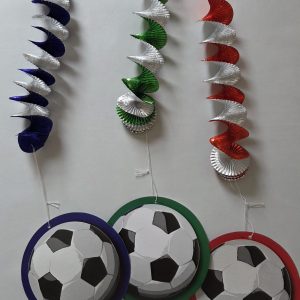 3 x Hangdecoratie spiraal, met voetbal opdruk.