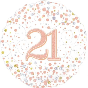 Folieballon Holografisch “21” wit