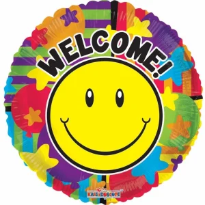 Folie Ballon Welcome met Smiley.